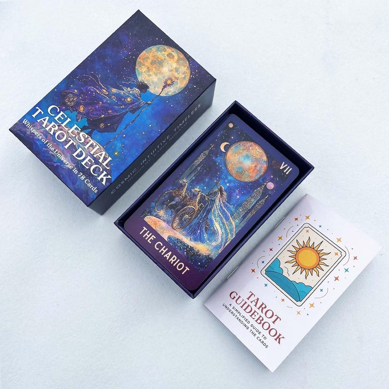 DPEHAKMK Celestial Tarot Deck Unique, 78 Cosmic Tarot Cards with with Guidebook, Modern Witch Tarot for Beginners and Experienced Readers, Divination and Spiritual Divination Tool - Image 5